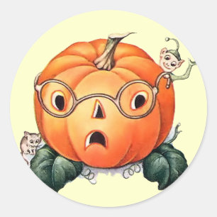 Vintage-Halloween-Kürbis-Aufkleber Runder Aufkleber