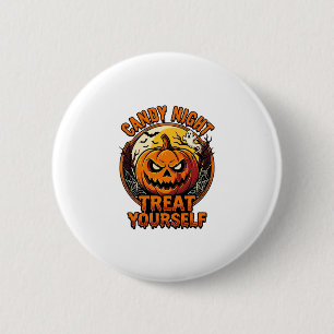 Vintage-Halloween-Kürbis-Bescher-dich-selbst-Shirt Button