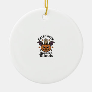 Vintage-Halloween-Kürbis-Eule-Illinois-Shirt-Desig Keramik Ornament