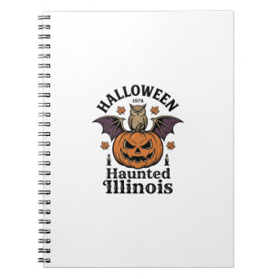 Vintage-Halloween-Kürbis-Eule-Illinois-Shirt-Desig Notizblock