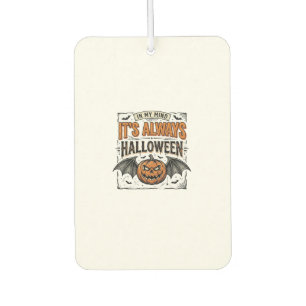 Vintage-Halloween-Kürbis-Fledermaus-Typografie-Shi Autolufterfrischer