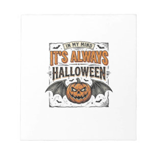 Vintage-Halloween-Kürbis-Fledermaus-Typografie-Shi Notizblock