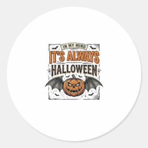Vintage-Halloween-Kürbis-Fledermaus-Typografie-Shi Runder Aufkleber