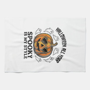 Vintage-Halloween-Kürbis-Geist-Gravur-Shirt_1 Geschirrtuch