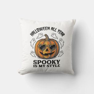 Vintage-Halloween-Kürbis-Geist-Gravur-Shirt_1 Kissen