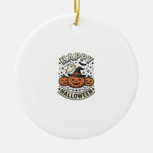 Vintage-Halloween-Kürbis-Geist-Shirt-Design_1 Keramik Ornament