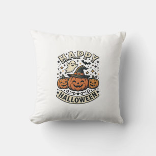 Vintage-Halloween-Kürbis-Geister-Shirt-Design_1 Kissen