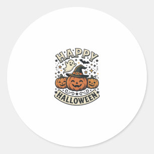 Vintage-Halloween-Kürbis-Geister-Shirt-Design_1 Runder Aufkleber