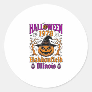 Vintage Halloween Kürbis Haddonfield Illinois Hemd Runder Aufkleber