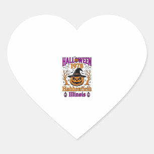Vintage Halloween Kürbis Haddonfield Illinois-Shi Herz-Aufkleber