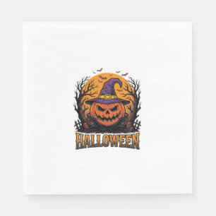 Vintage-Halloween-Kürbis-Hexenhut-Grafik_1 Serviette