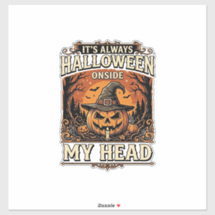 Vintage-Halloween-Kürbis-Hexenhut-Shirt-Design_1 Aufkleber
