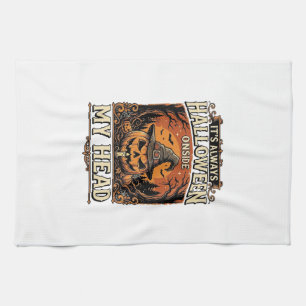 Vintage-Halloween-Kürbis-Hexenhut-Shirt-Design_1 Geschirrtuch