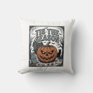 Vintage-Halloween-Kürbis-Katze-Tis-The-Season-Shir Kissen