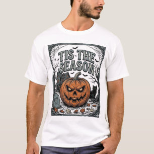 Vintage Halloween-Kürbis-Katze Tis The Season-Shir T-Shirt