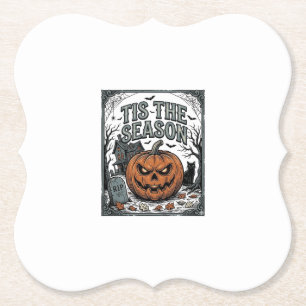 Vintage-Halloween-Kürbis-Katze-Tis-The-Season-Shir Untersetzer