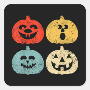Vintage-Halloween-Kürbis-lustiges-retro-Geschenk Quadratischer Aufkleber