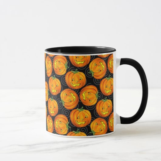 Vintage Halloween-Kürbis-Muster-Tasse Tasse (Rechts)