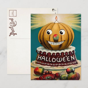 Vintage Halloween-Kürbis-Postkarte Postkarte