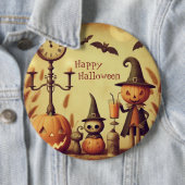 Vintage Halloween-Kürbis und -Fledermäuse Button (Beispiel)