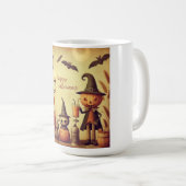 Vintage Halloween-Kürbis und -Fledermäuse Kaffeetasse (VorderseiteRechts)