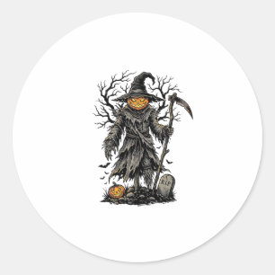 Vintage-Halloween-Kürbis-Vogelscheuchen-Shirt-Desi Runder Aufkleber