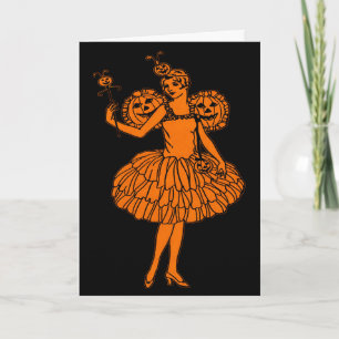 Vintage-Halloween-Kürbisfen- Illustration Karte