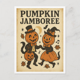 Vintage-Halloween-Kürbisfest Postkarte