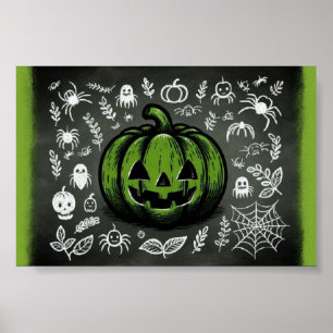 Vintage Halloween - Kürbisgesicht Poster