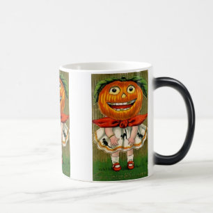 Vintage-Halloween-Kürbiskopf-Mädchen-Tasse Verwandlungstasse