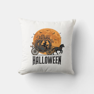 Vintage-Halloween-Kürbiskutsche-Hexen-Design_1 Kissen