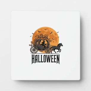 Vintage-Halloween-Kürbiskutsche-Hexendesign_1 Fotoplatte