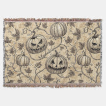 Vintage-Halloween-Kürbismuster mit Ranken