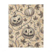 Vintage-Halloween-Kürbismuster mit Ranken