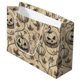 Vintage-Halloween-Kürbismuster mit Ranken Große Geschenktüte