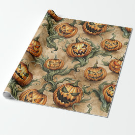 Vintage Halloween-Kürbisrankenmuster Geschenkpapier