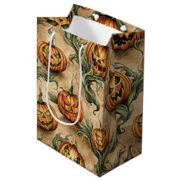 Vintage-Halloween-Kürbisrankenmuster Mittlere Geschenktüte