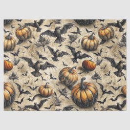 Vintage-Halloween-Kürbisse Fledermäuse Krähen Herb Seidenpapier