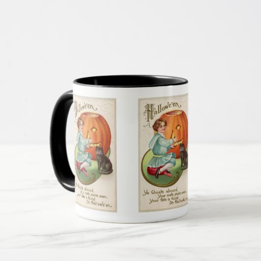 Vintage Halloween-Kürbistranchiermesser-Tasse Tasse (Vorderseite Links)