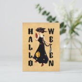 Vintage Halloween-Lady Postkarte (Stehend Vorderseite)
