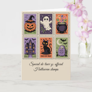 Vintage-Halloween-Lieferstempelkarte Gruseliger S Karte