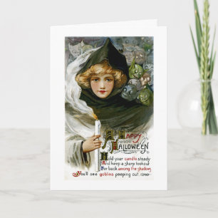 Vintage-Halloween-Mädchen Karte