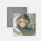 Vintage-Halloween-Mädchen Magnet (Vorderseite/Rückseite)