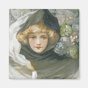 Vintage-Halloween-Mädchen Magnet