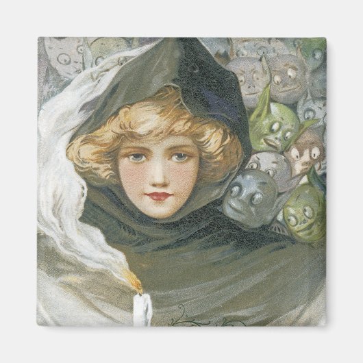 Vintage-Halloween-Mädchen Magnet (Vorne)