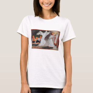 Vintage-Halloween-Mädchen-mit-Kerze-Damen-Shirt T-Shirt