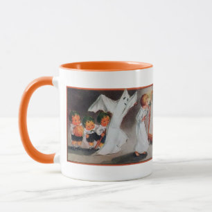 Vintage-Halloween-Mädchen-mit-Kerzen-Tasse Tasse