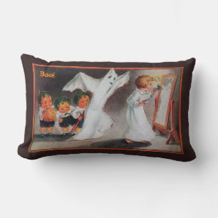 Vintage-Halloween-Mädchen mit Kerzenkissen - Dunke Lendenkissen