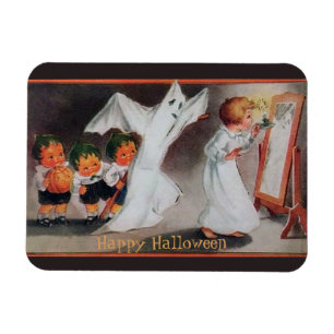 Vintage-Halloween-Mädchen-mit-Kerzenmagnet Magnet