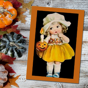 Vintage Halloween Mädchen mit Kürbis